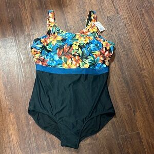 Floral Black Women's One Piece Swimsuit